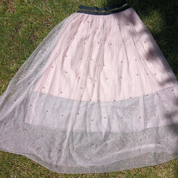 Vintage Sweet Shape Pink Tulle Gold Studded Maxi - Picture 9 of 9